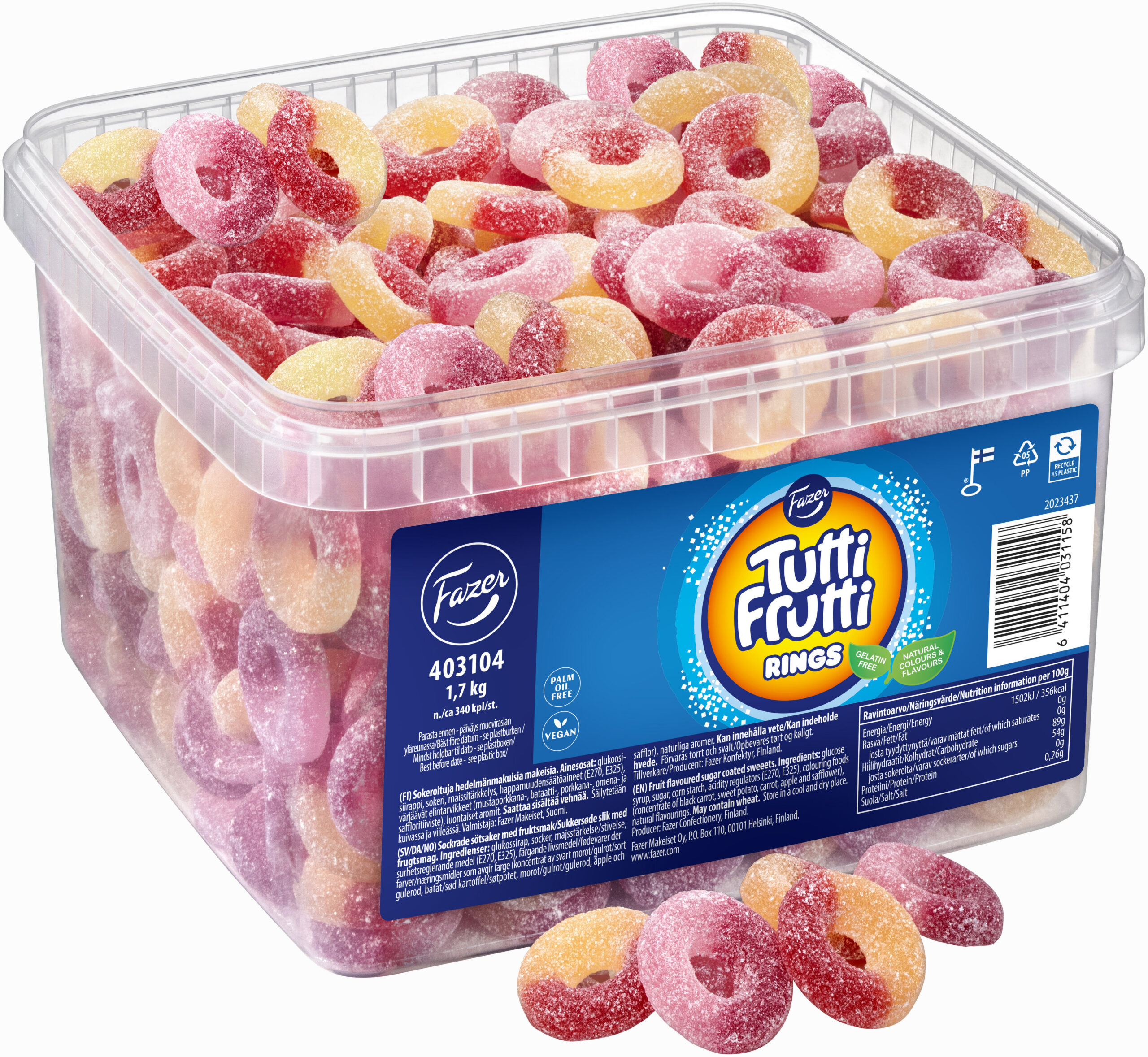 Fazer Tutti Frutti Rings lahtised kommid, 1,7 kg