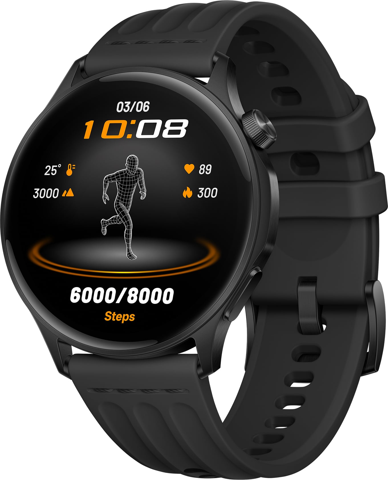 OPPO Watch S nutikell fluorokummist rihmaga, must