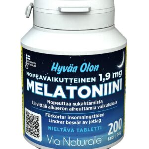 Via Naturale Hyvän Olon kiiretoimeline melatoniin 1,9 mg, 200 tabletti