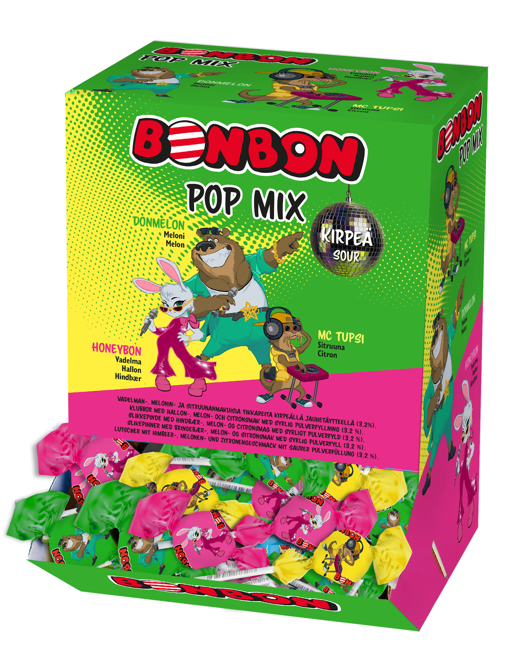 BonBon Pop Mix tart Pulgakommide segu 13 g x 110 tk