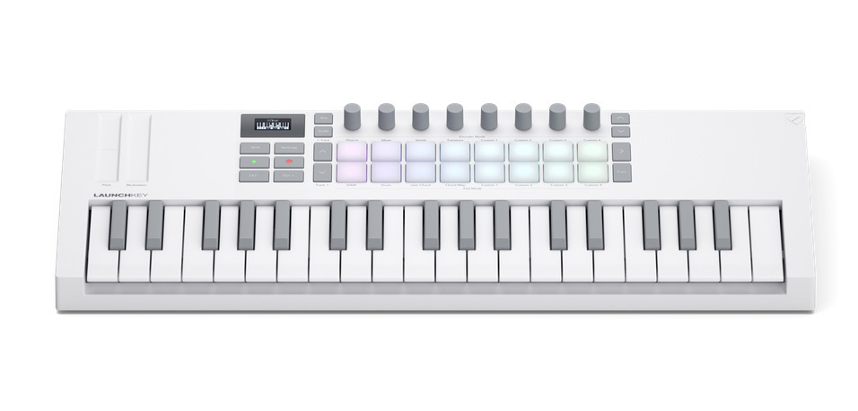 Novation Launchkey Mini 37 MIDI kontroller, valge