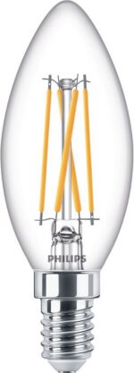 Philips Warm Glow LED küünal, E14, 2200-2700 K, 340 lm, hämardatav, läbipaistev