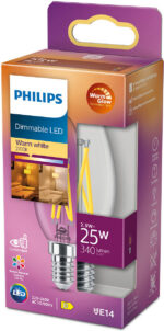 Philips Warm Glow LED küünal, E14, 2200-2700 K, 340 lm, hämardatav, läbipaistev - Pilt 2