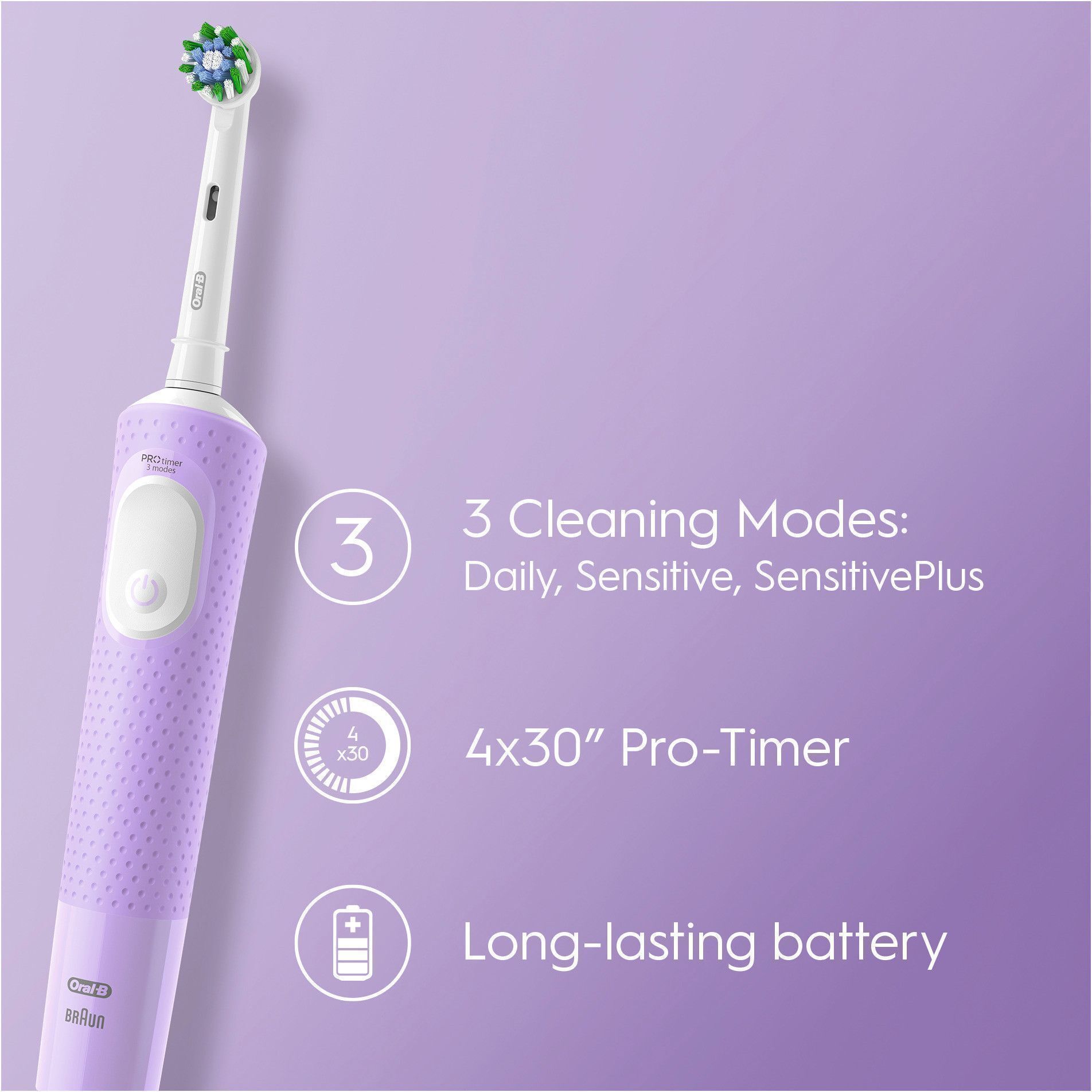 Oral-B Vitality Pro Purple elektriline hambahari, lilla - Image 4