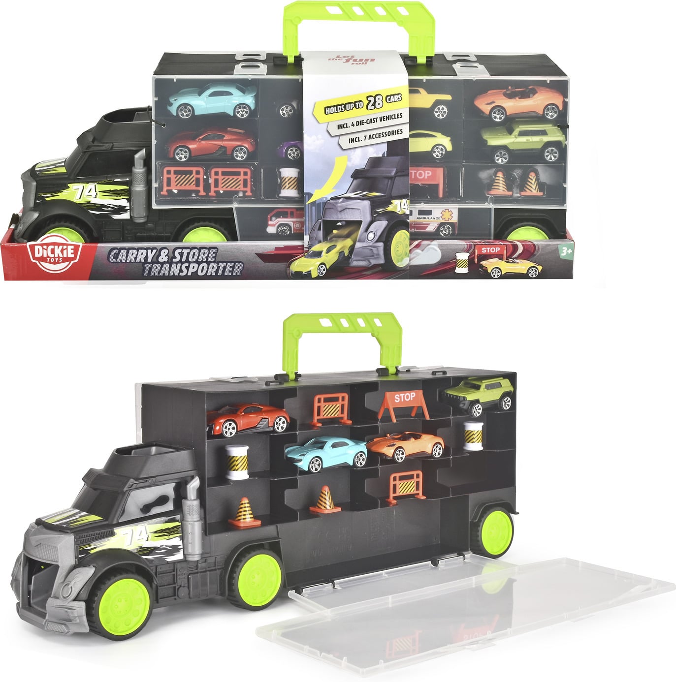 Dickie Toys autoveok ja 4 väikest autot