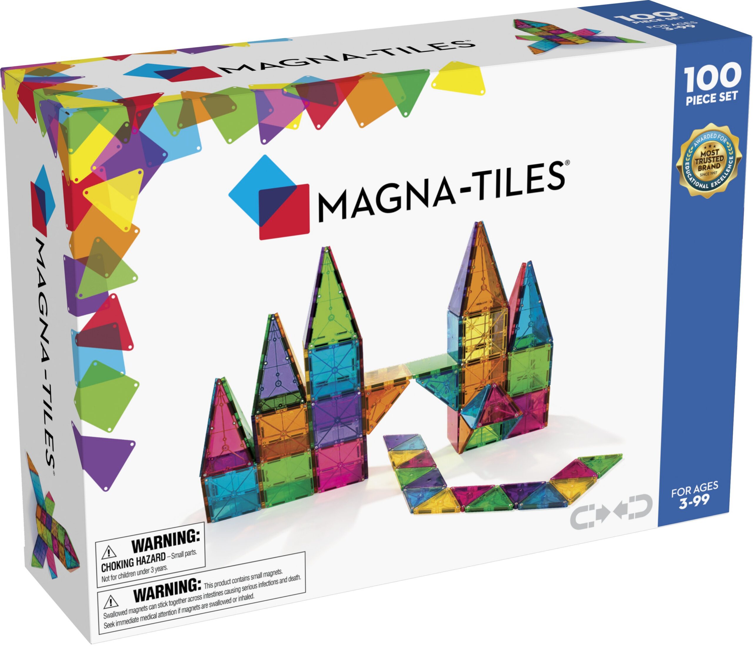 2_938185-3390x2907-1.jpg MAGNA-TILES Clear Colours - magnetiline ehituskomplekt, 100 osa - Pilt 1