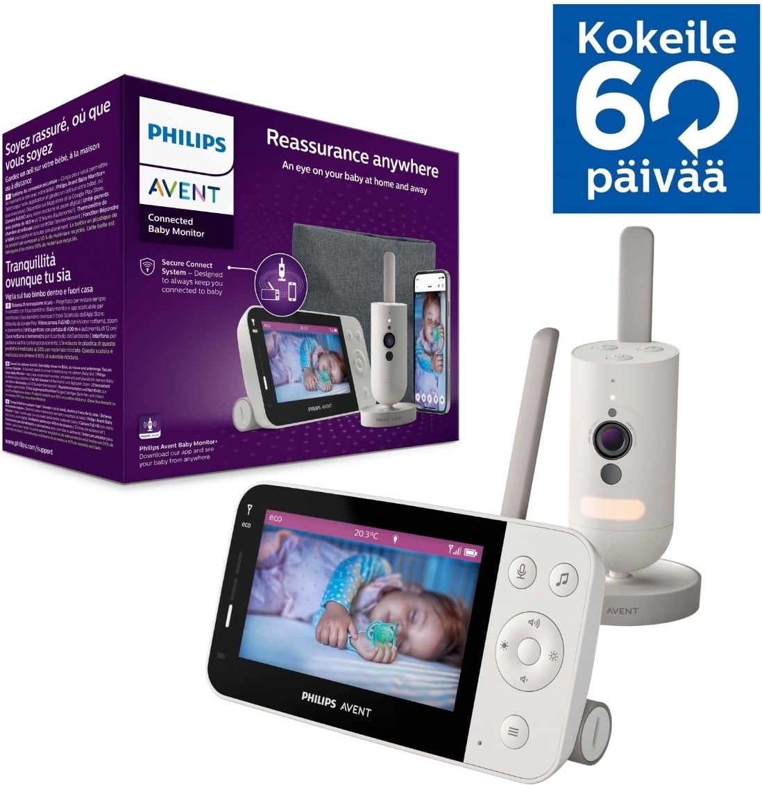 Philips Avent SCD953/26 ühendatud video beebimonitor