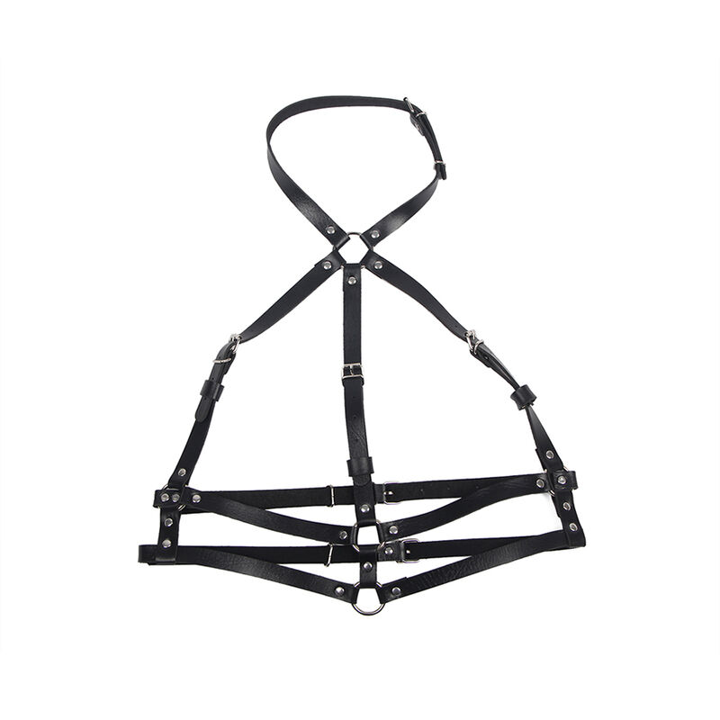LEATHER RING CHEST HARNESS BLACK ONE SIZE - Image 4
