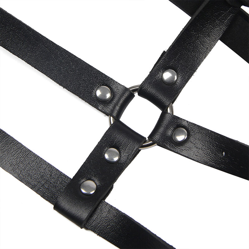 LEATHER RING CHEST HARNESS BLACK ONE SIZE - Image 5