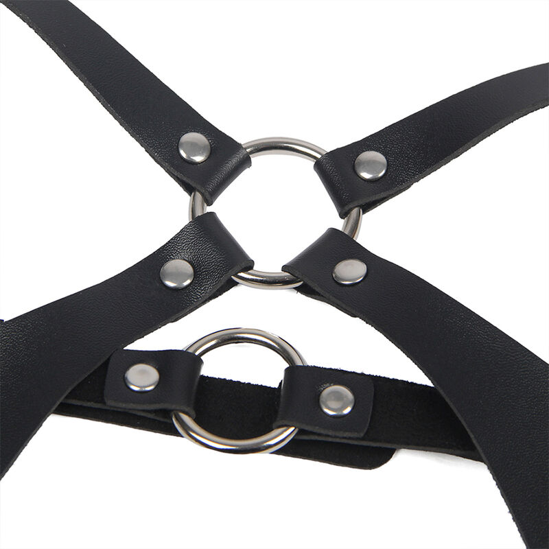 FULL BODY HARNESS WITH LEATHER BUCKLES BLACK ONE SIZE - Image 5