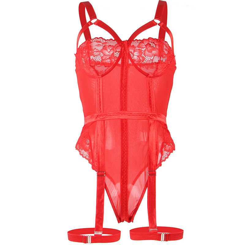 TEDDY WITH GARTER STRAP DETAIL CHEST RED L/XL - Image 4