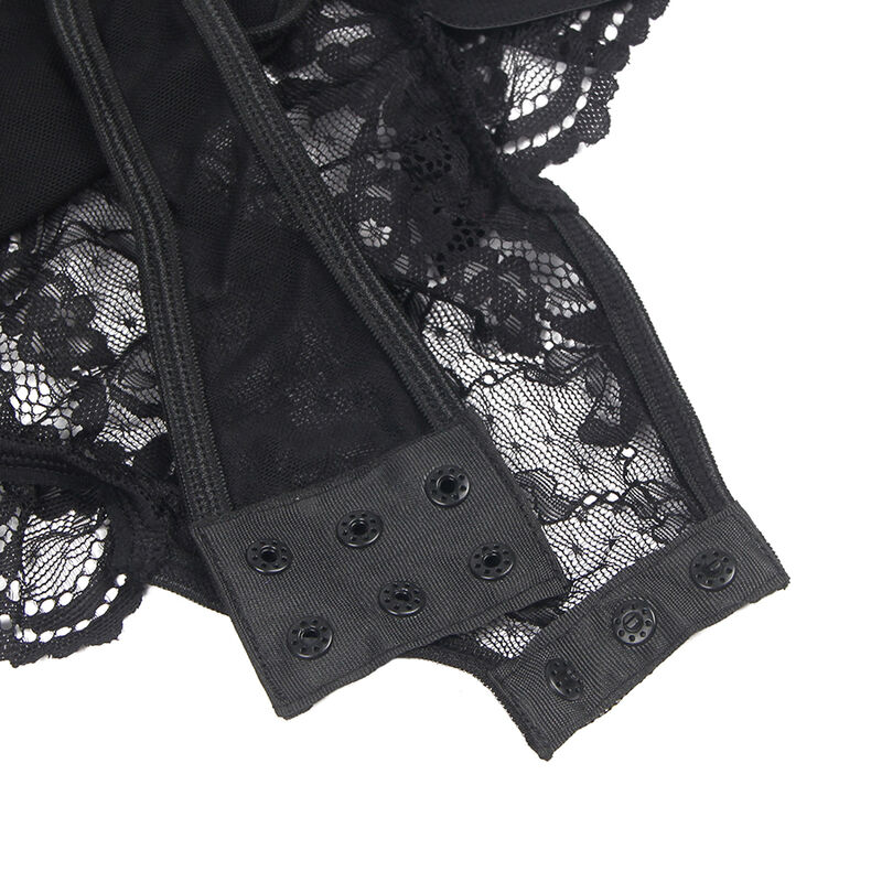 TEDDY WITH GARTER WITH LACE DETAIL AND STRIPS BLACK S/M - Image 5