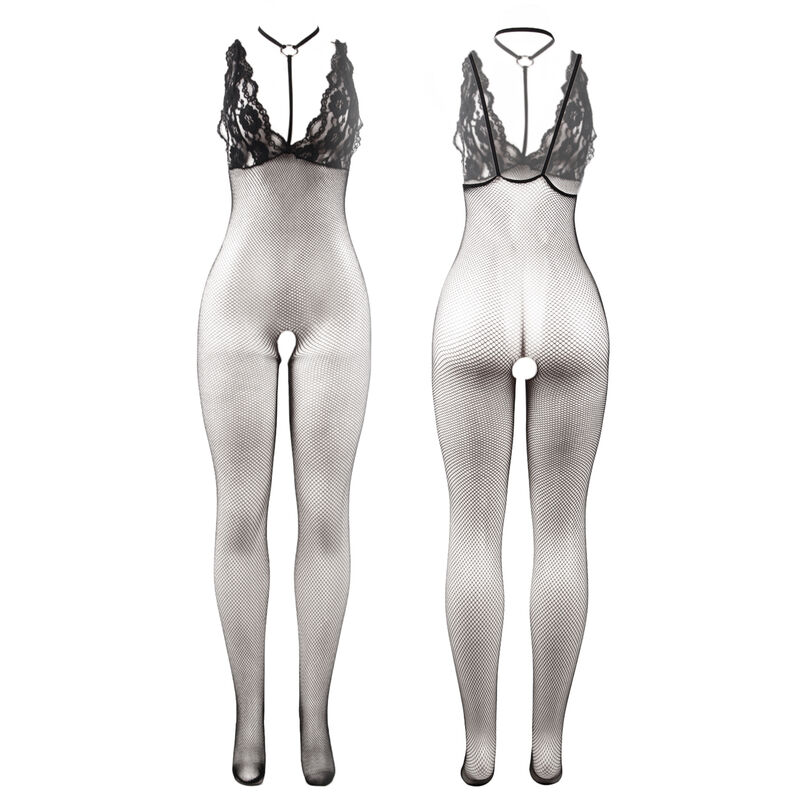 951993 BLACK TRANSPARENT FISHNET CROTCHLESS BODYSTOCKING ONE SIZE - Image 3