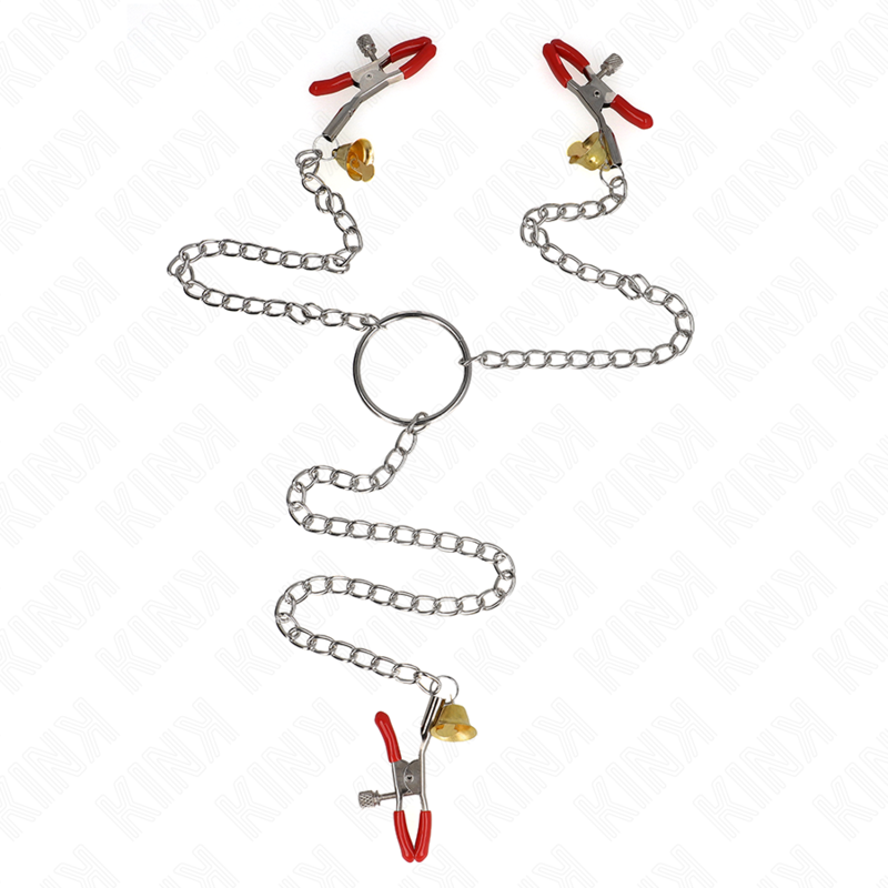 BELL TRIPLE NIPPLE AND CLIT CLAMPS RED WITH CHAIN 30 CM