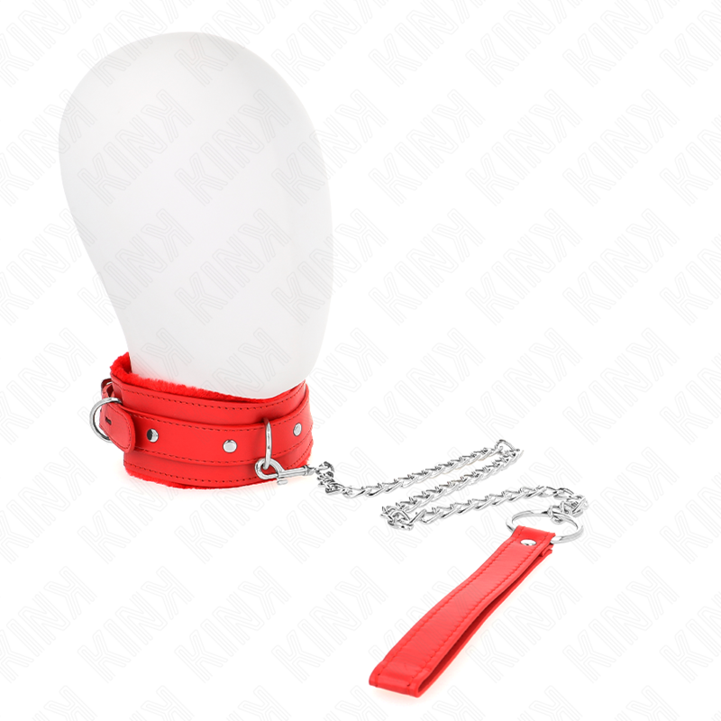 COLLAR WITH LEASH 65 CM WITH RESTRICTIONS RED 36-42 CM X 5.5 CM
