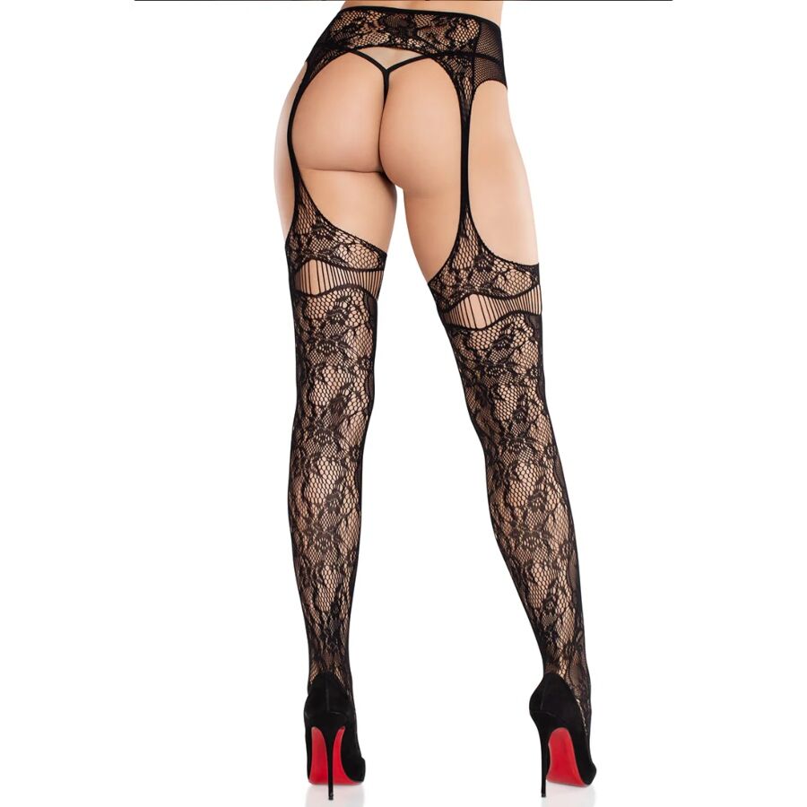 LACE STOCKINGS WITH GARTERS BLACK - Image 2