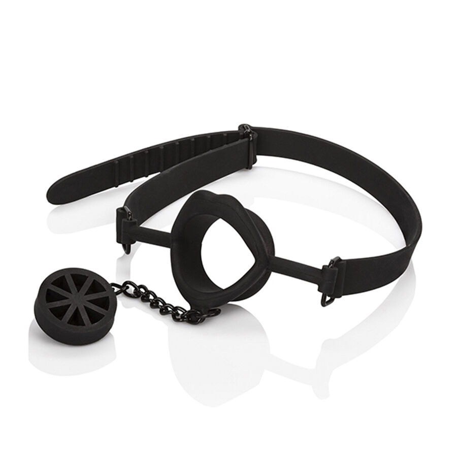 SCANDAL GAG WITH BLACK SILICONE PLUG