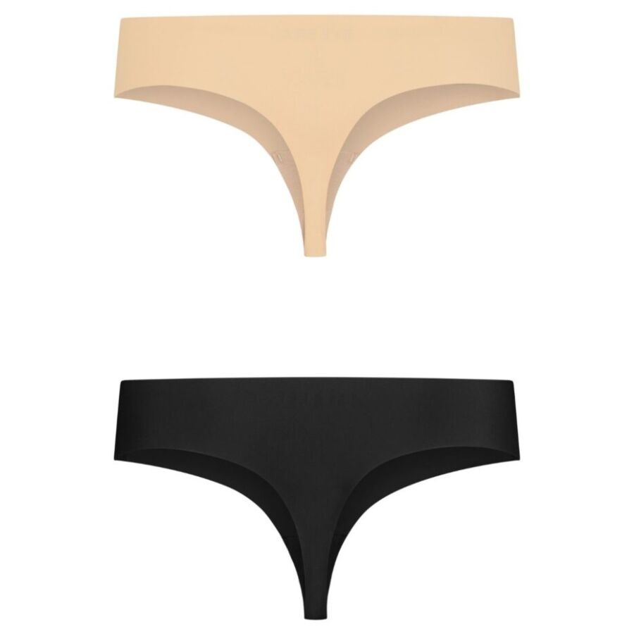 INVISIBLE THONG 2 PACK BEIGE & BLACK SIZE XXL