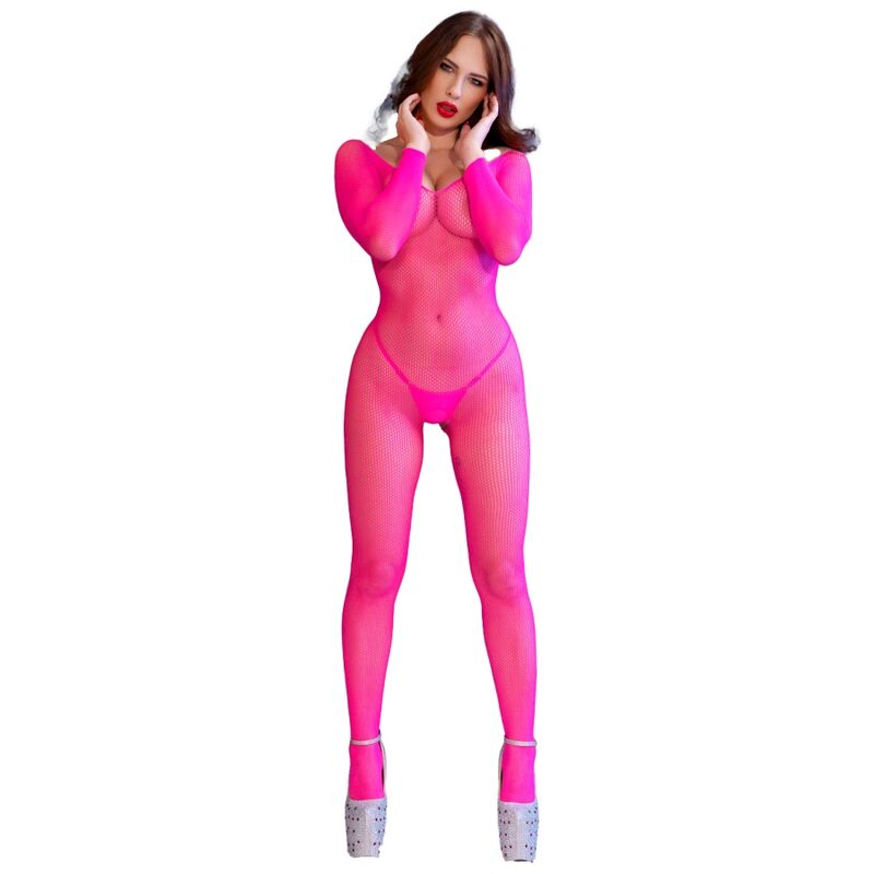 CR 4894 NEON PINK MESH BODYSTOCKING S/M - Image 5