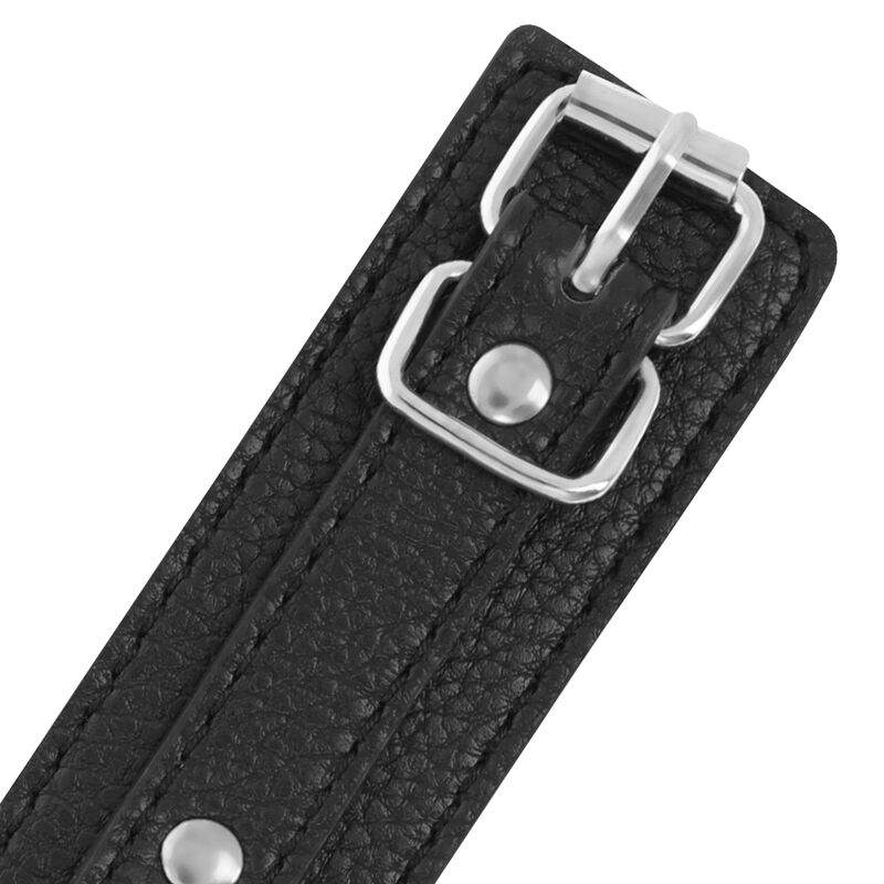 BLACK TEXTURED LEATHER HANDCUFFS - Image 4