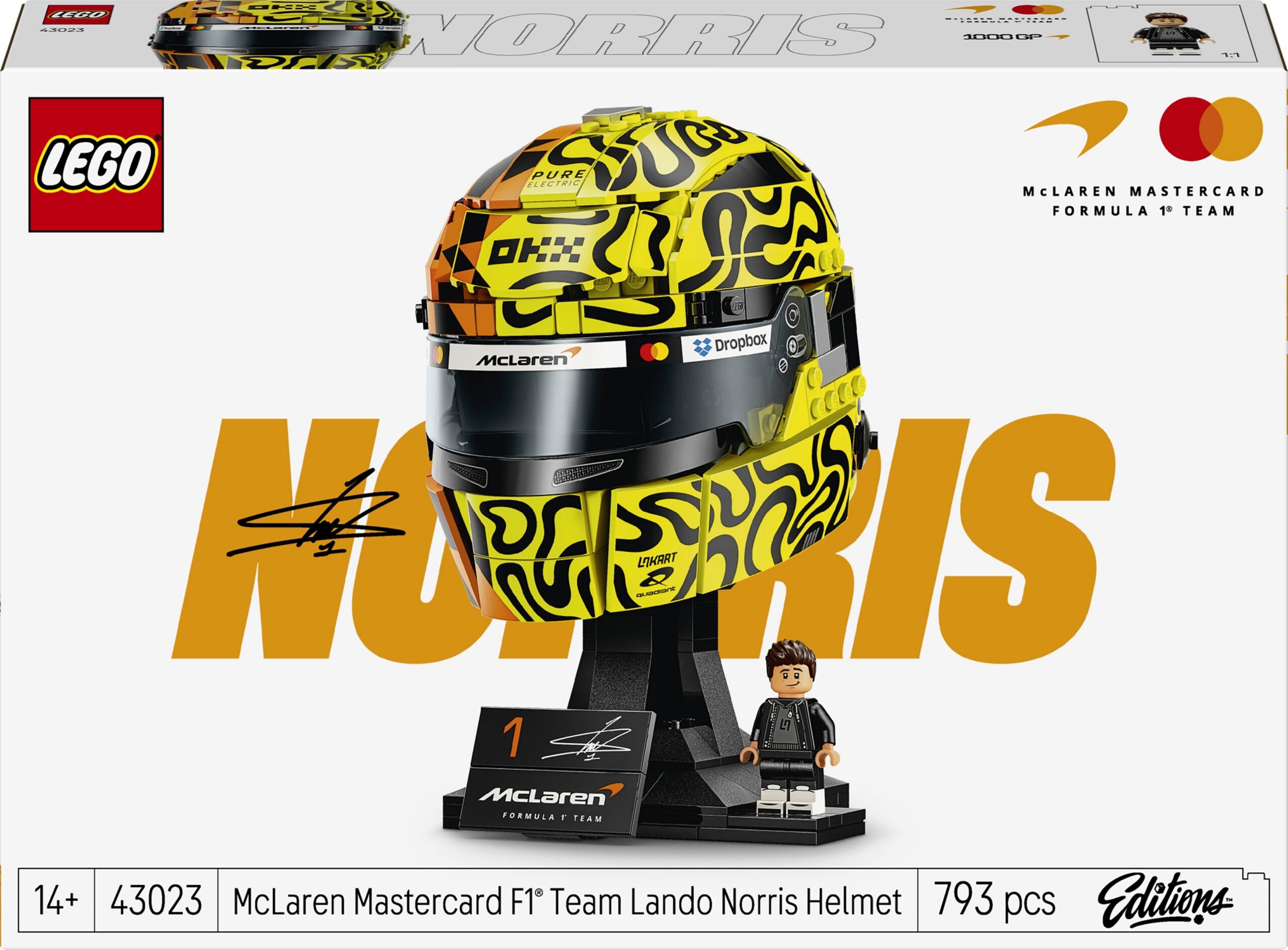 LEGO Editions sõidukid 43023 McLaren Mastercard F1® meeskonna kiiver Lando Norris