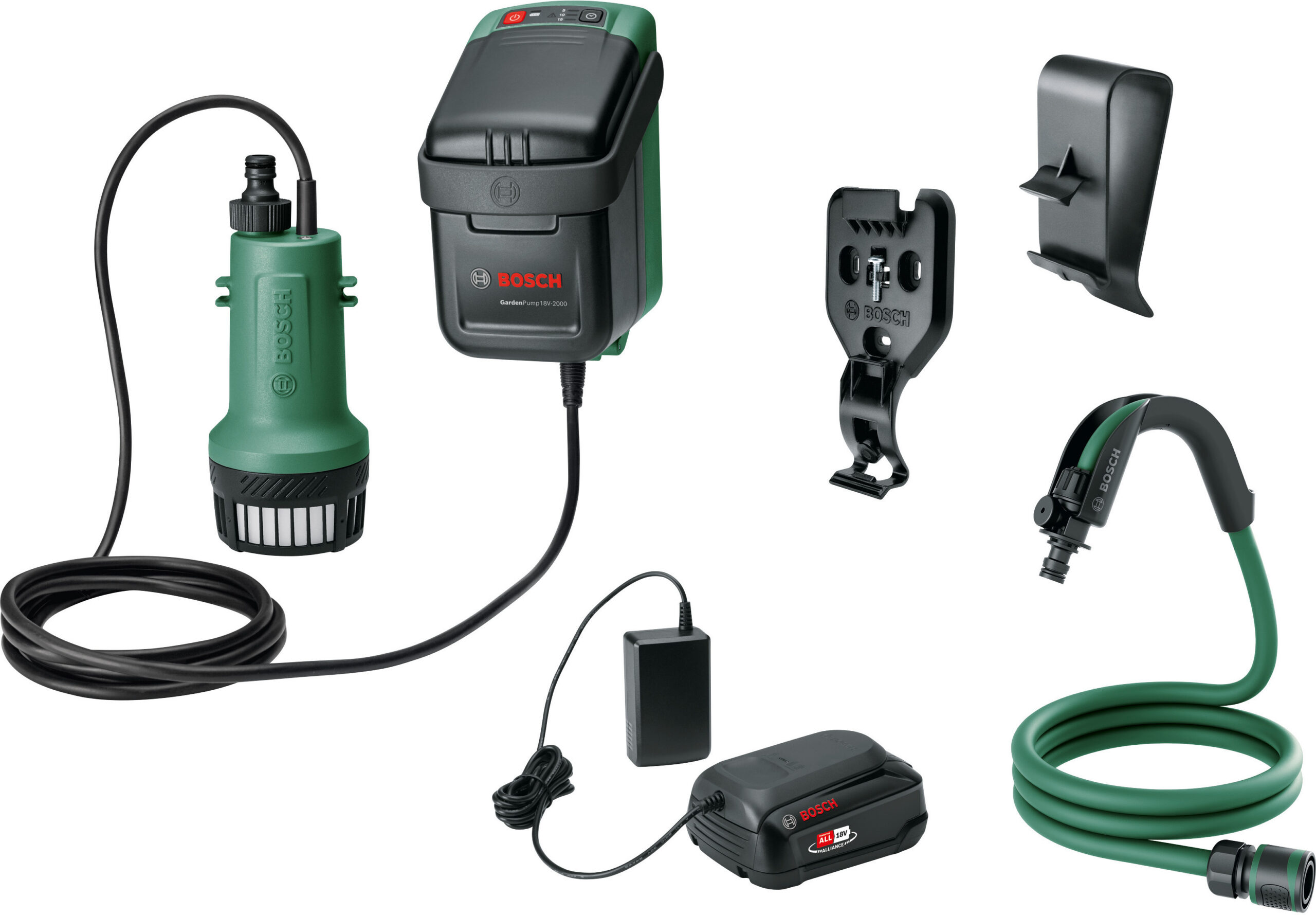 Bosch GardenPump 18V-2000 juhtmeta vihmaveepump, 2,5 Ah akuga