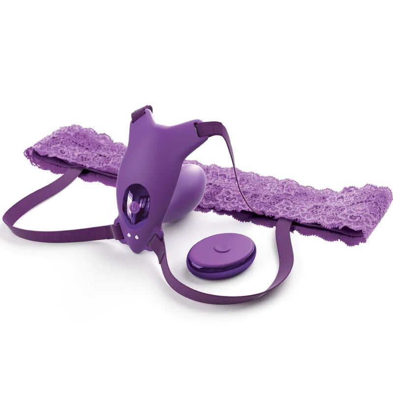BUTTERFLY HARNESS G-SPOT WITH VIBRATOR, RECHARGEABLE & REMOTE CONTROL VIOLET