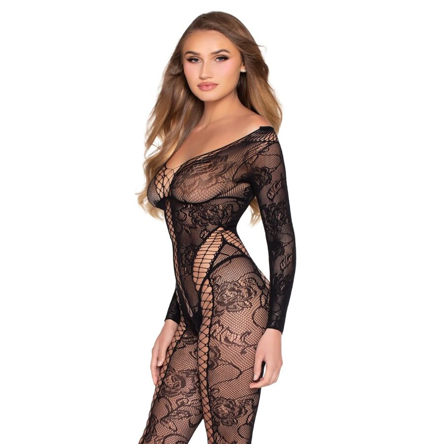 89369 NET & LACE JUMPSUIT BLACK ONE SIZE - Image 2