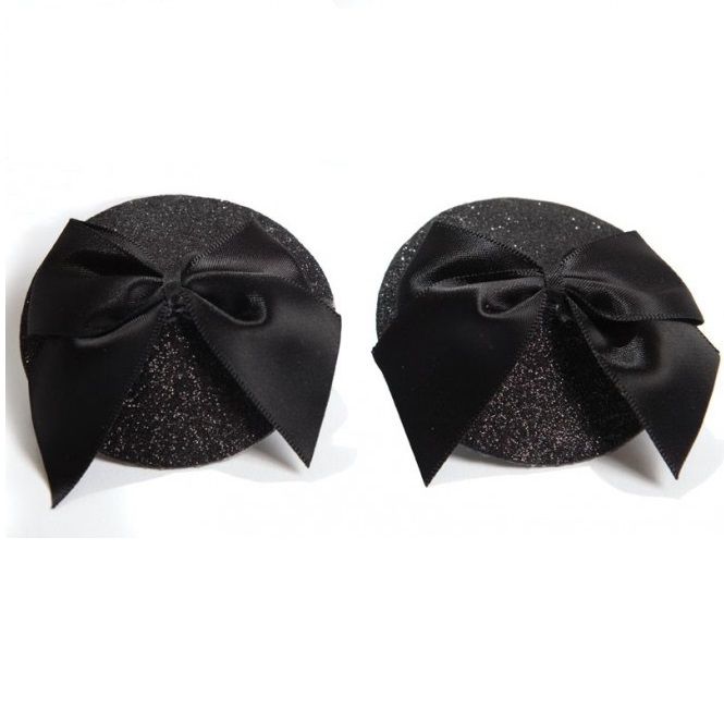 BURLESQUE SHINY NIPPLE COVERS WITH BOW - Image 3