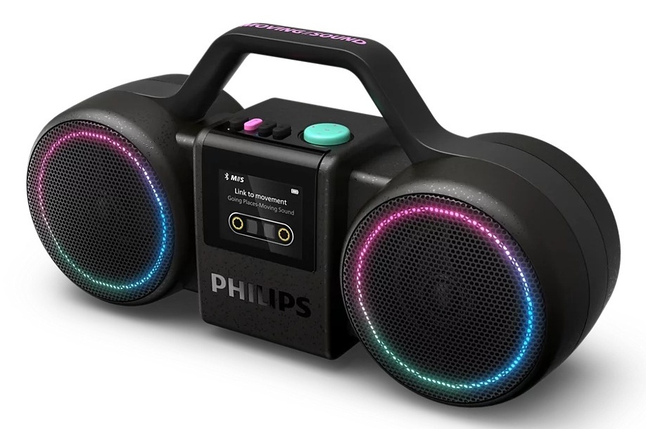 01_1250_704_icecat-918x610-1.jpg Philips Moving Sound The Roller TAMS60B/00 kaasaskantav Boomblaster, must - Pilt 1