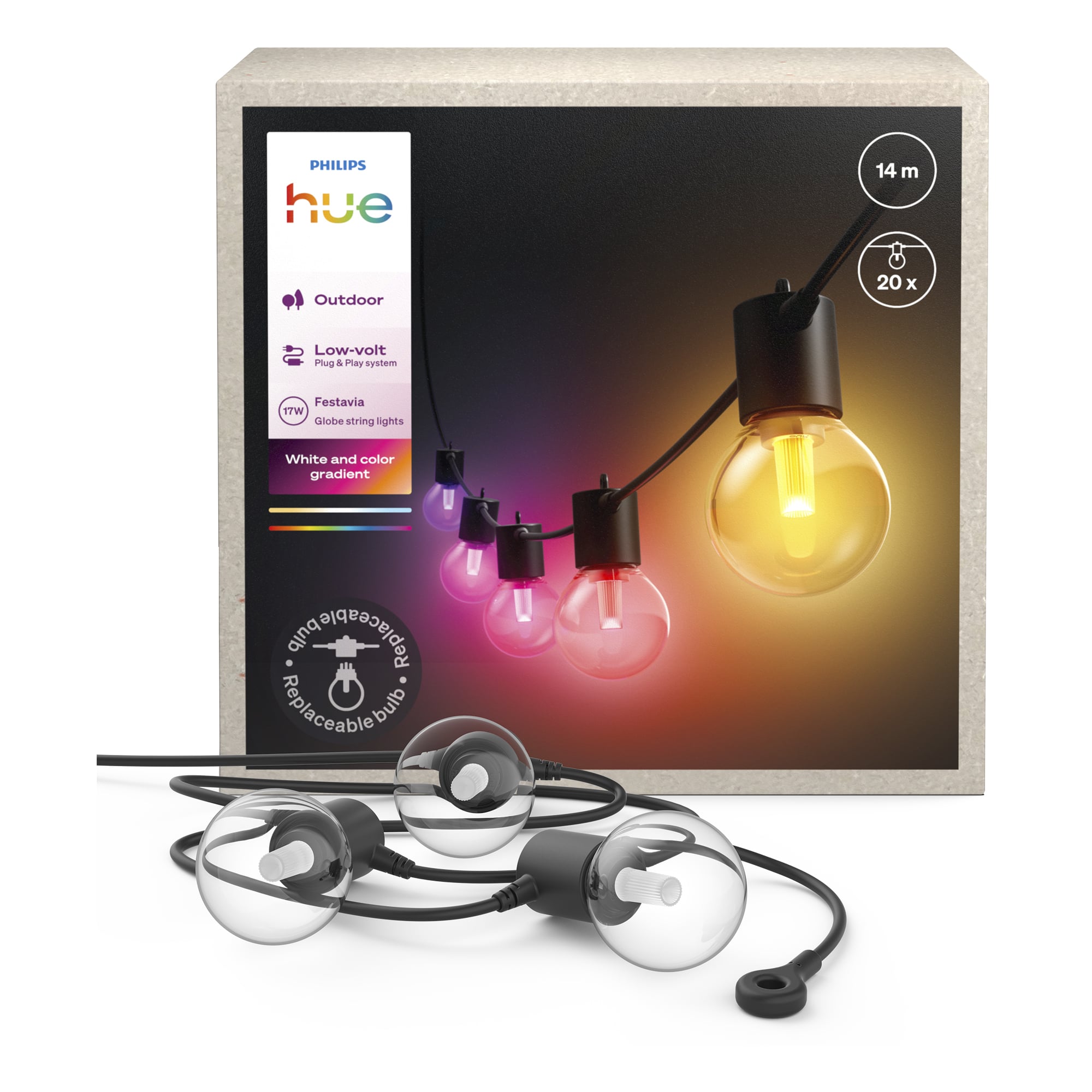 Philips Hue Festavia globe õuevalgustite komplekt, 14 m