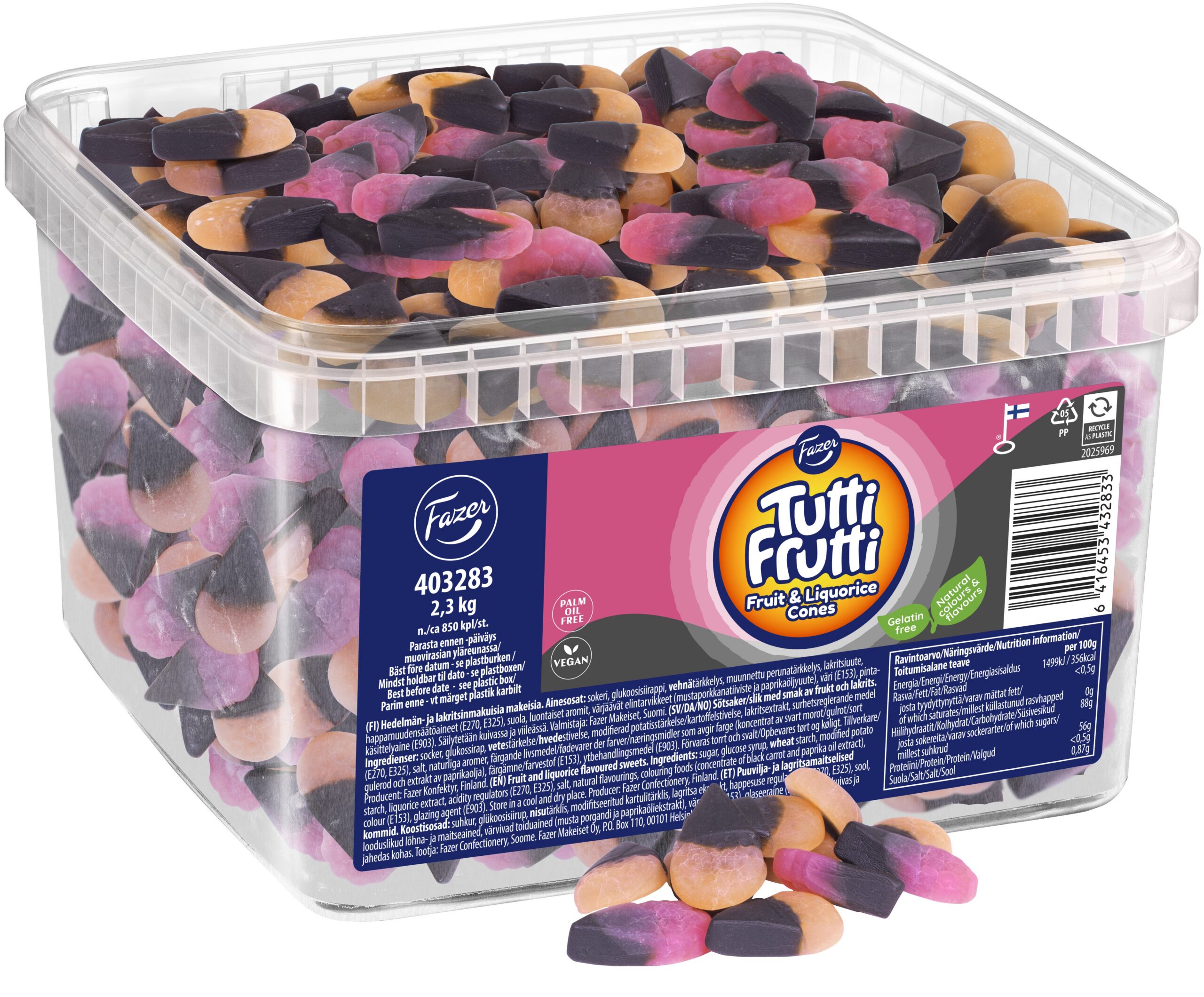 Fazer Tutti Frutti puuvilja- ja lagritsapulgakommid, 2,3 kg