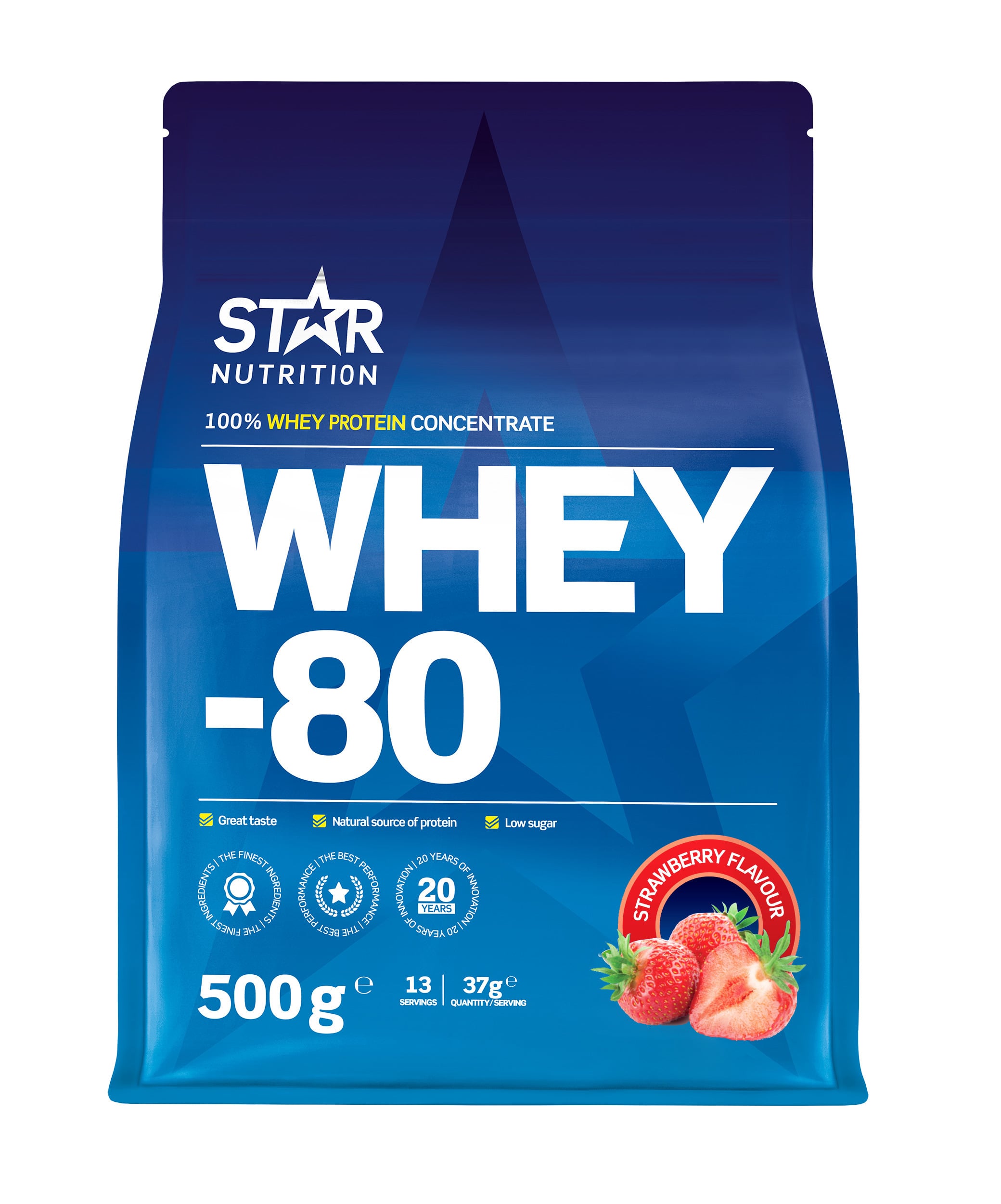 Star Nutrition Whey-80 maasika valgupulber, 500 g