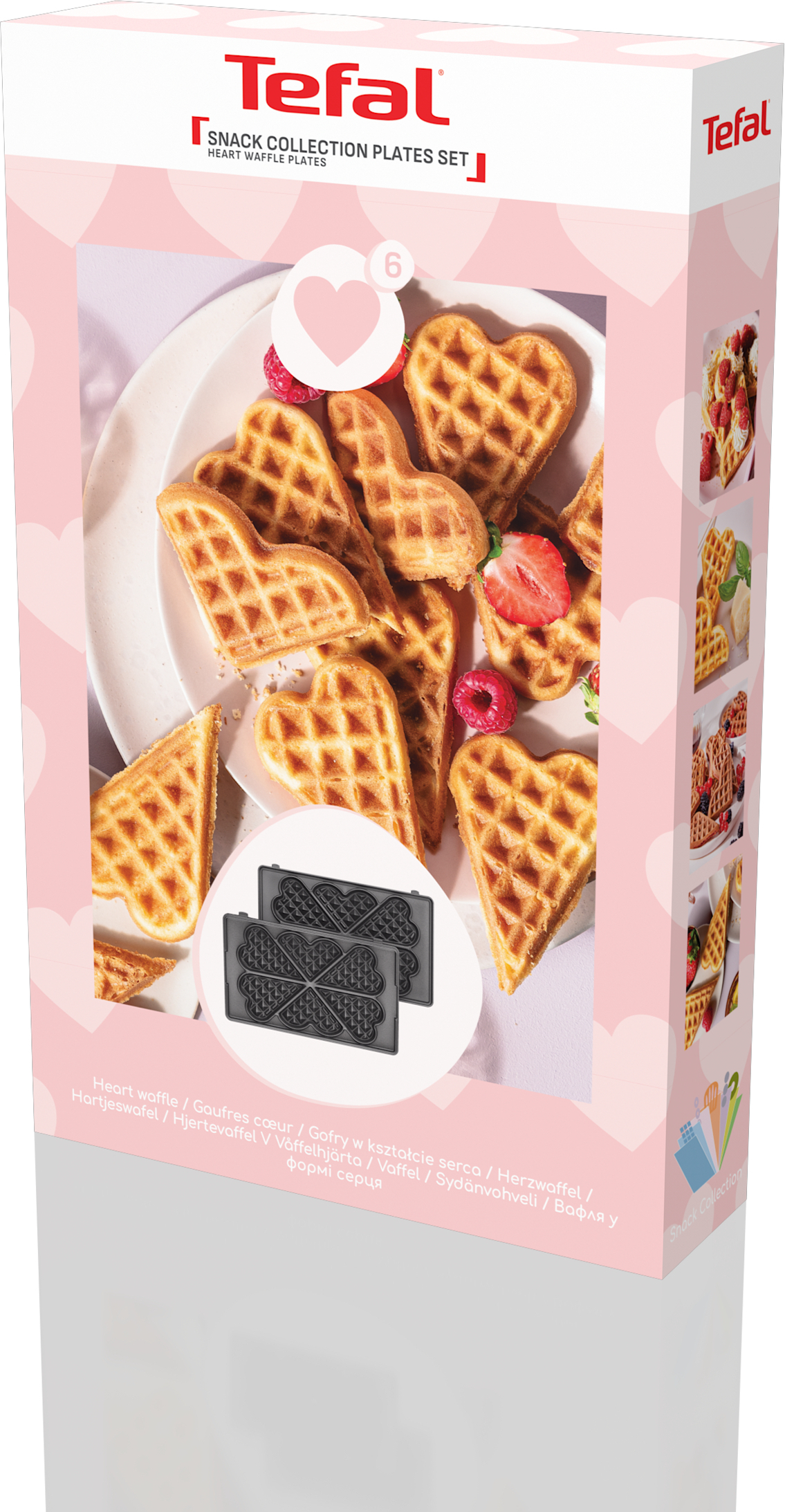 Tefal Snack Collection küpsetusplaadid: 6 südamekujulist vahvlit