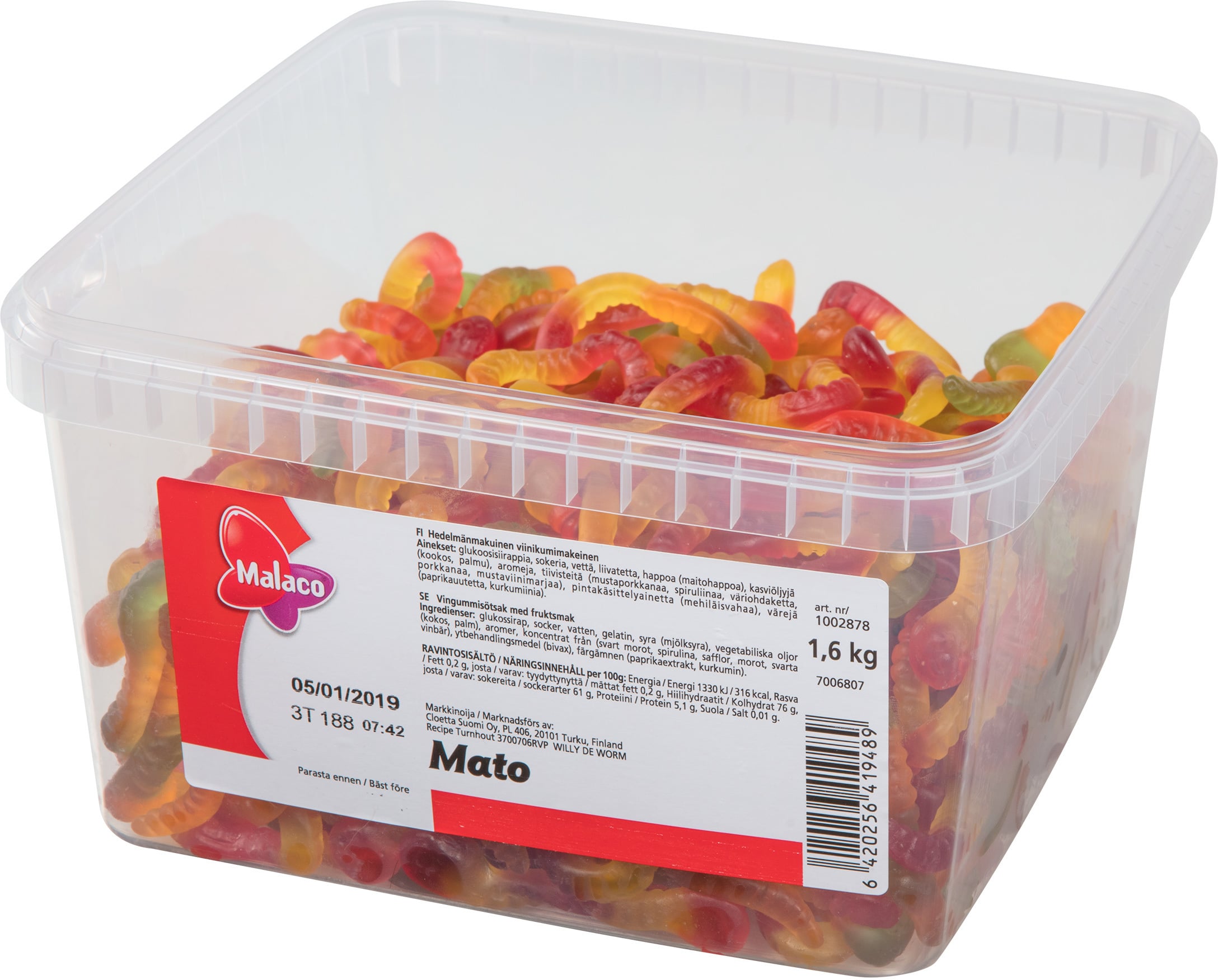 Malaco Mato - lahtised kommid, 1,6 kg