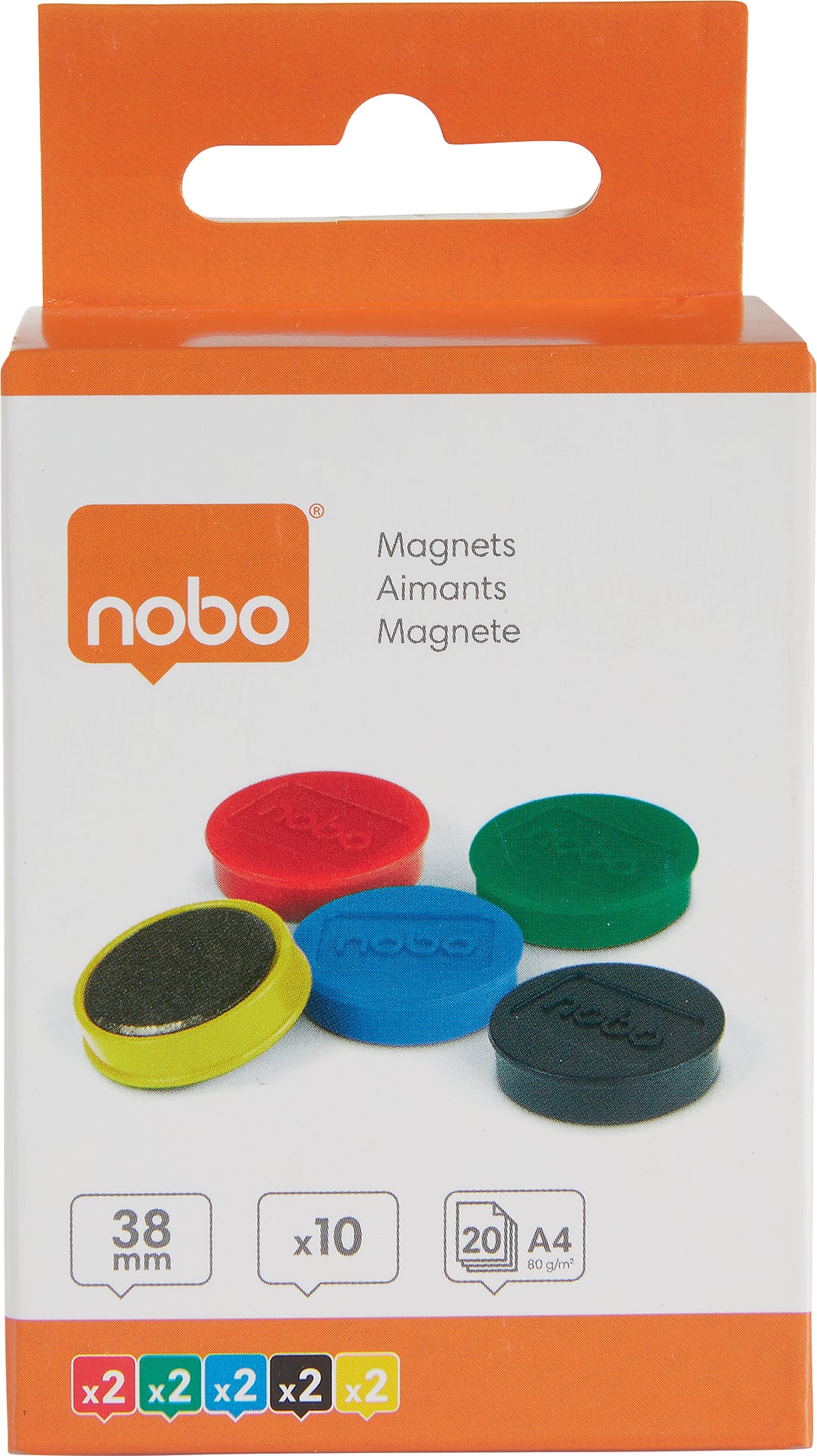 Nobo tahvlimagnetid, tugevad, 38 mm, erinevad värvid, 10 tk
