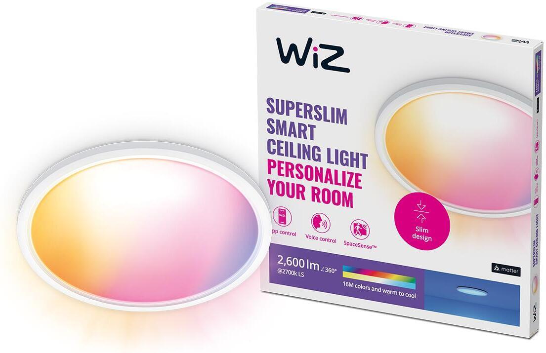 WiZ SuperSlim laevalgusti, ümmargune, valge, WiFi, 22 W, RGB 2200-6500 K, 2600 lm