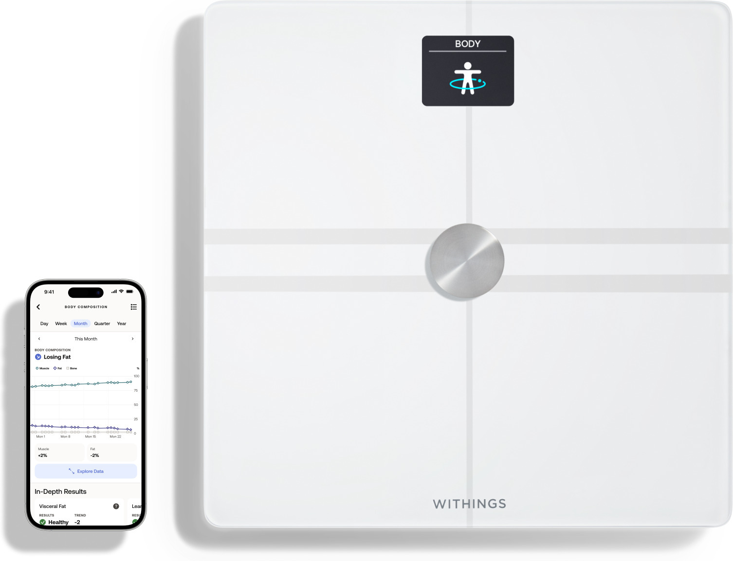 Withings Body Comp valge kehakoostise kaal WiFi-ühendusega