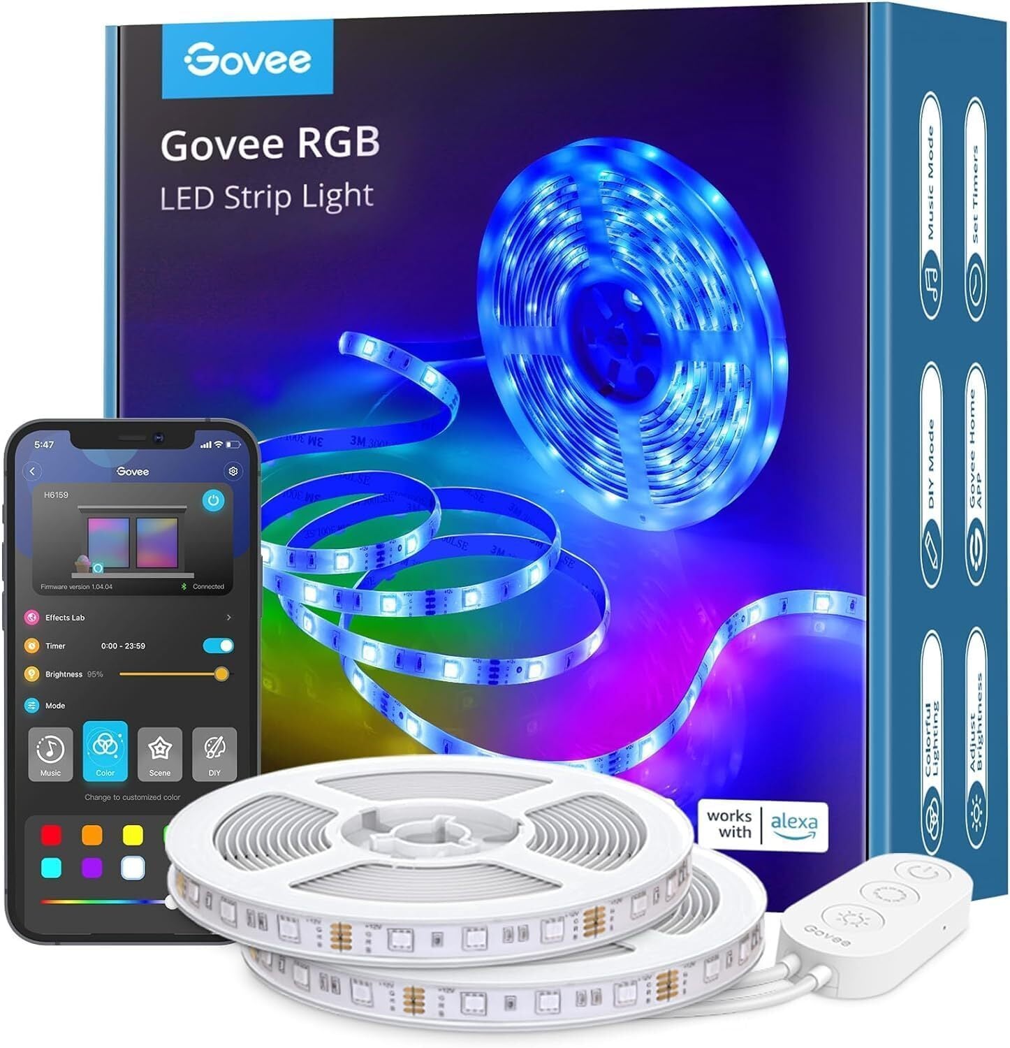 Govee RGB nutikas Wi-Fi + Bluetooth LED-valgusriba, 10 m
