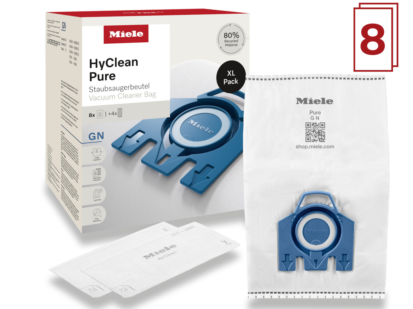 2_1050922-1400x1050-1.jpg Miele HyClean Pure GN XL-tolmukottide pakk, 8 tk - Pilt 1