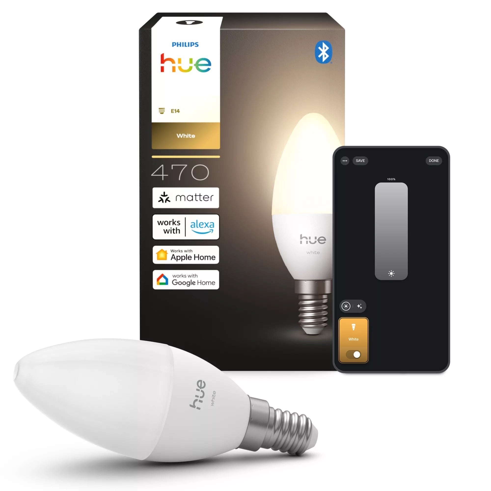 Philips Hue LED-küünlapirn, B39, E14, soe valge, 1 tk
