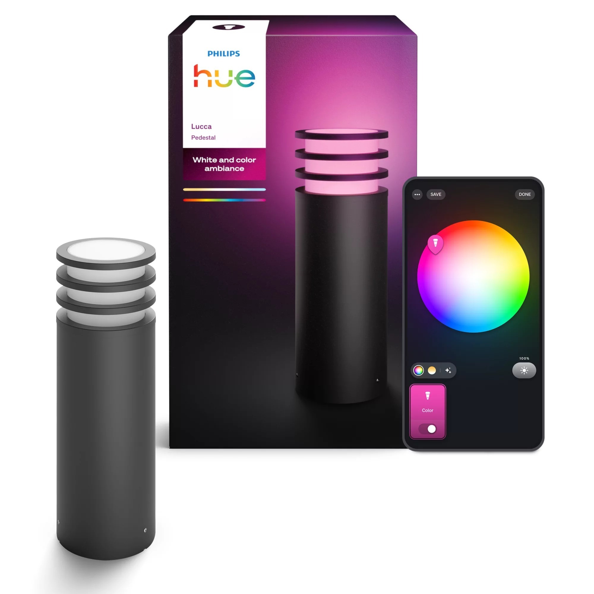 Philips Hue Lucca postlamp, antratsiit, 1xA60 WCA