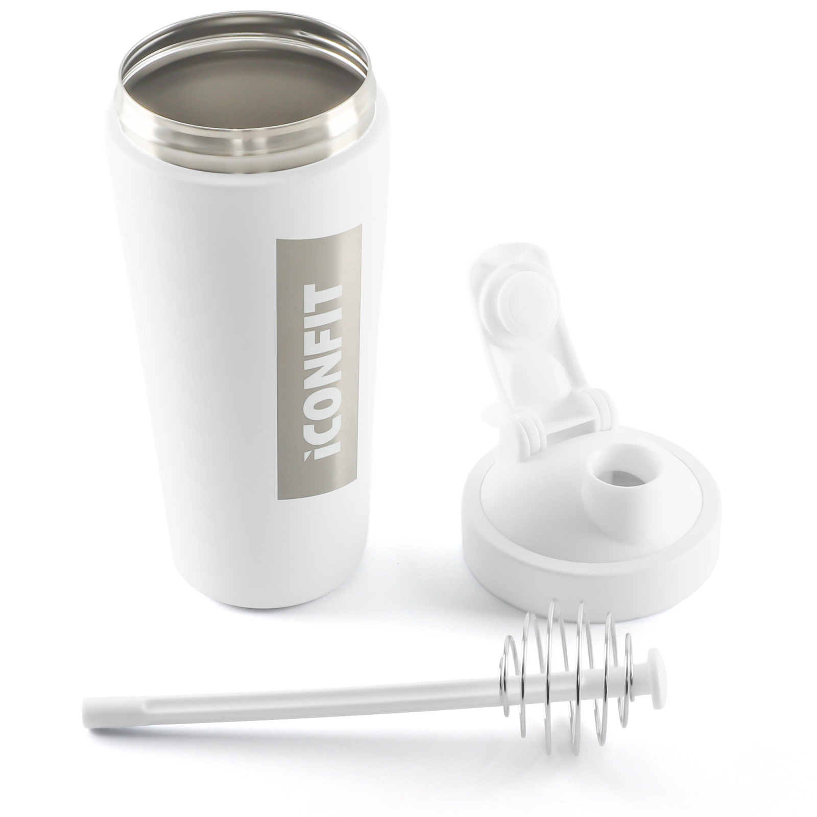 ICONFIT shaker roostevabast terasest - 800 ml - valge