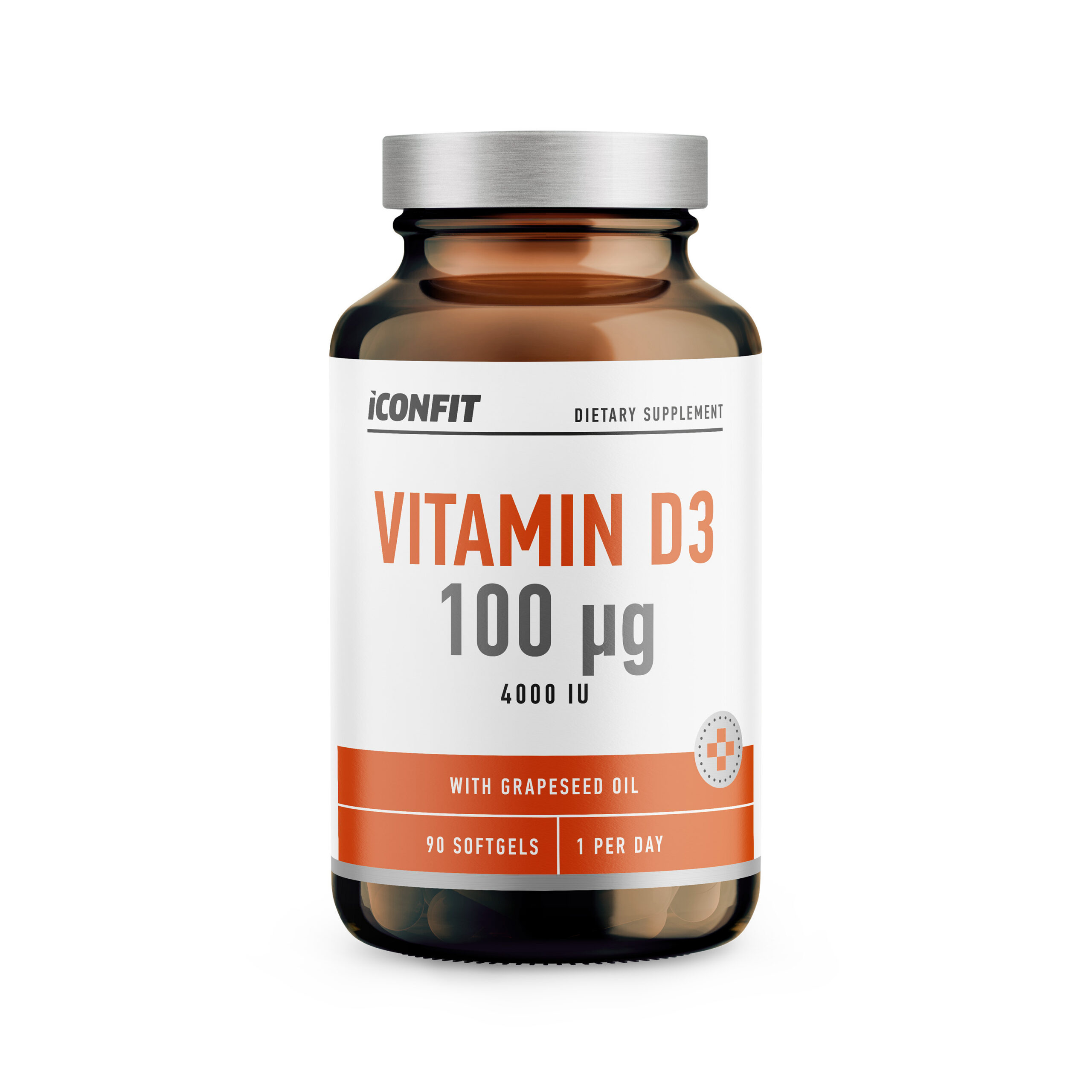 ICONFIT D3-vitamiin viinamarjaseemneõliga, 100 μ, 90 kapslit