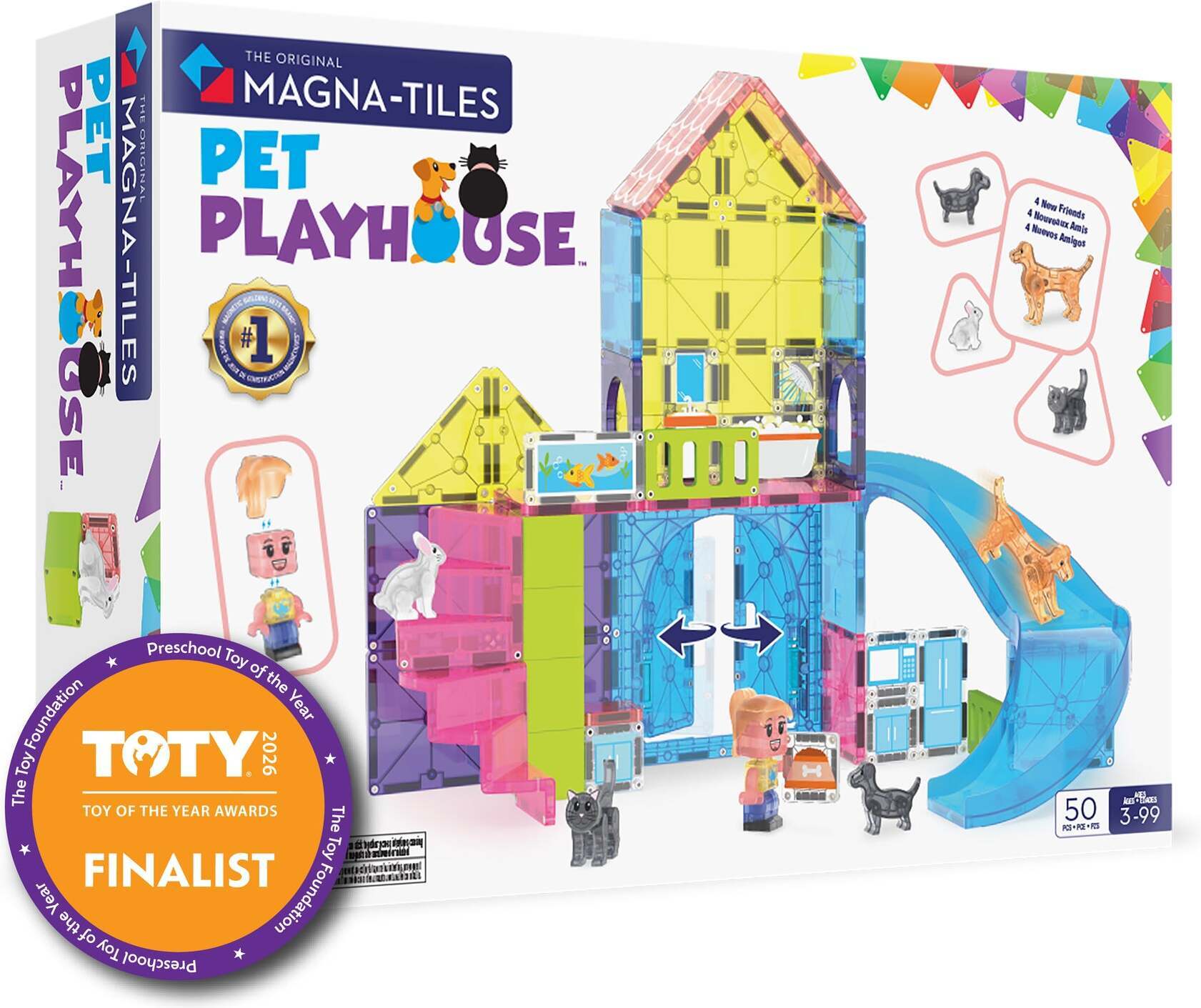 MAGNA-TILES lemmikloomade mänguväljaku magnetiline ehituskomplekt, 50 osa