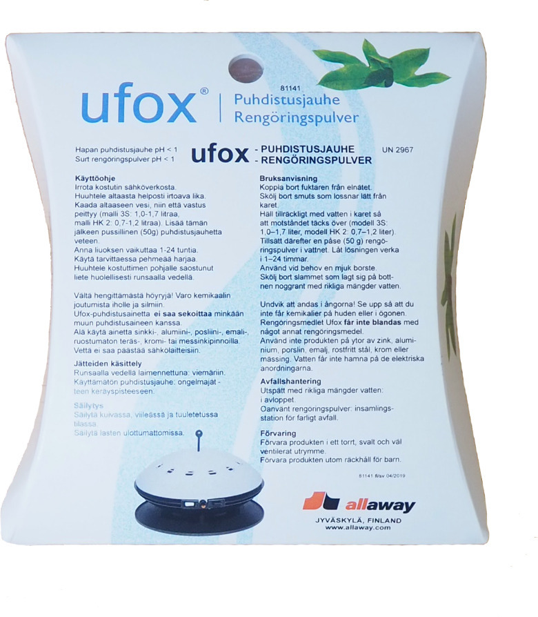 Ufox õhuniisutaja puhastuspulber