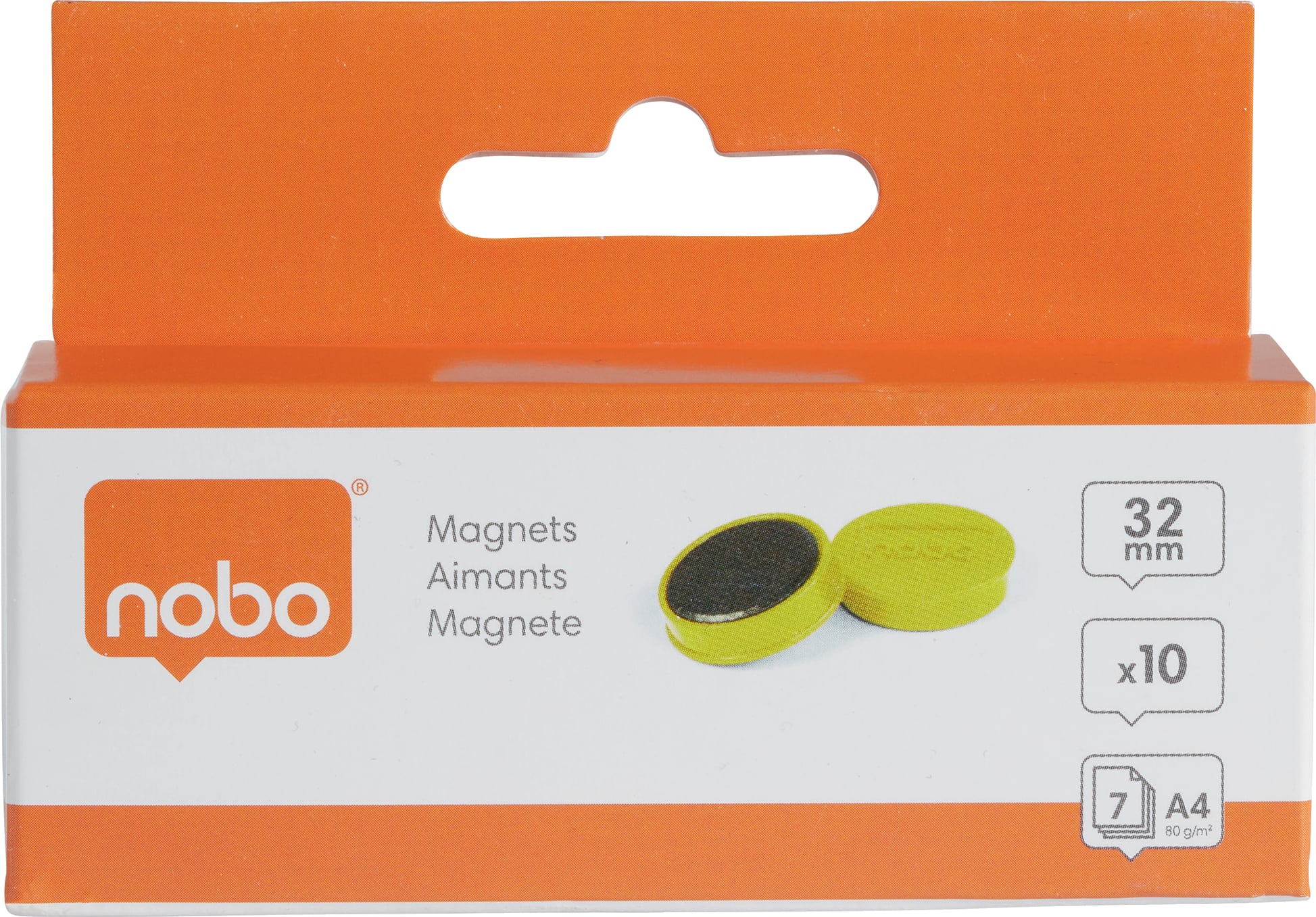 Nobo tahvlimagnetid, 32 mm, kollased, 10 tk