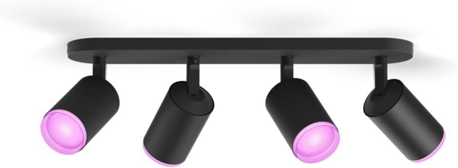 Philips Hue White and Color Ambiance Fugato nutikas kohtvalgusti, must, 4 x 4.2W, GU10