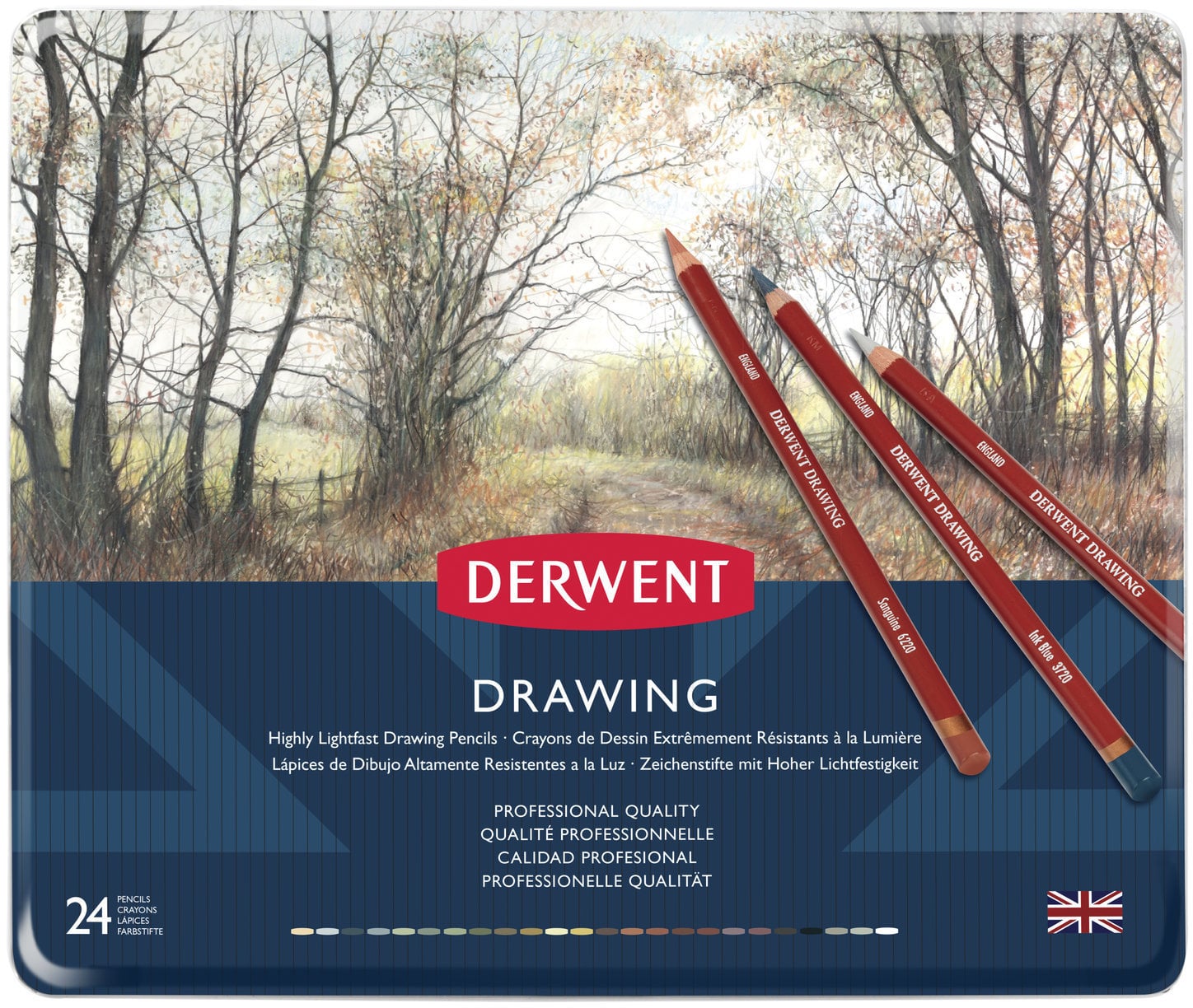 Derwent Drawing joonistuspliiatsite komplekt, 24 pliiatsit