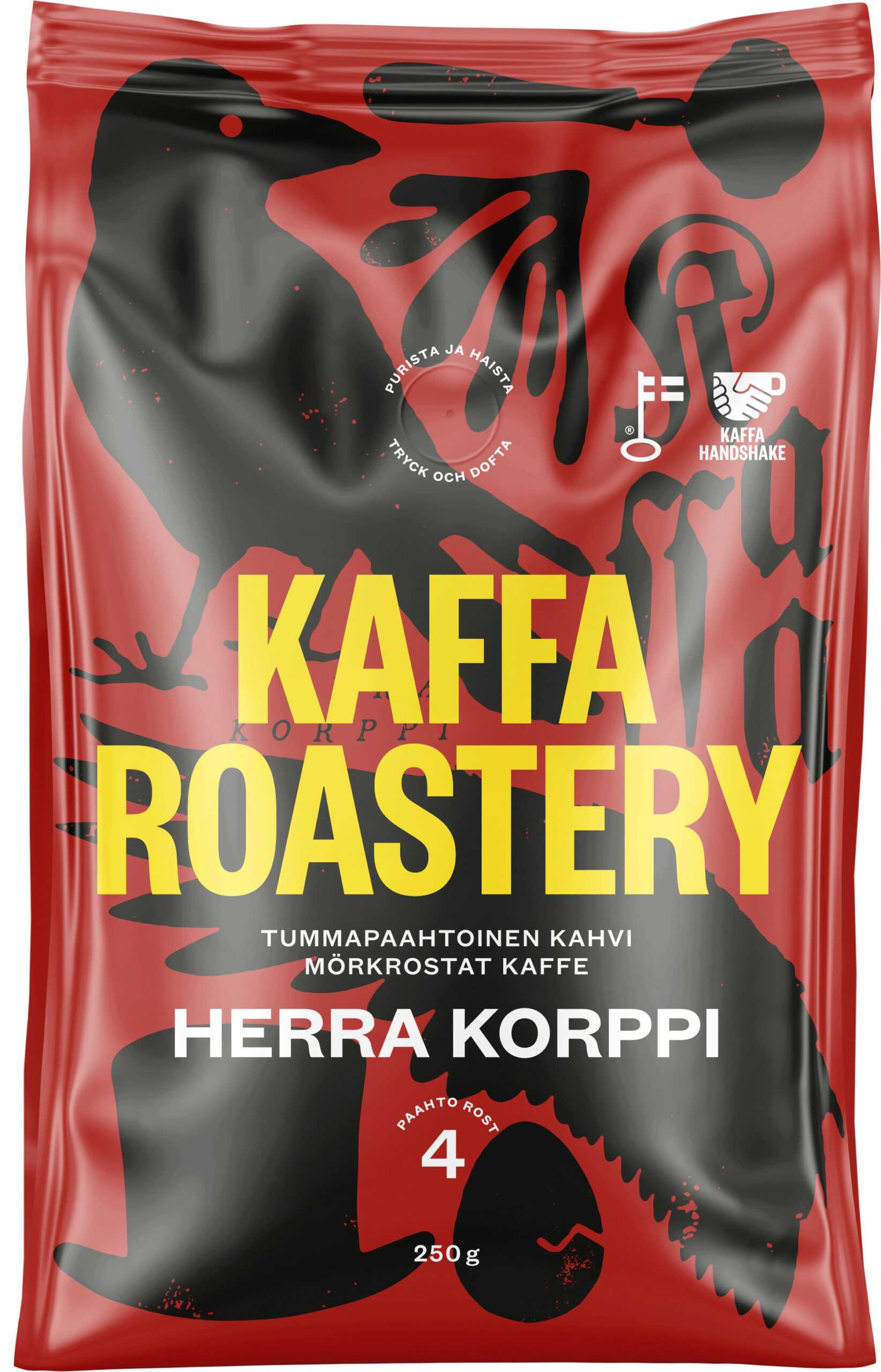 Kaffa Roastery Herra Korppi jahvatatud kohv, 250 g